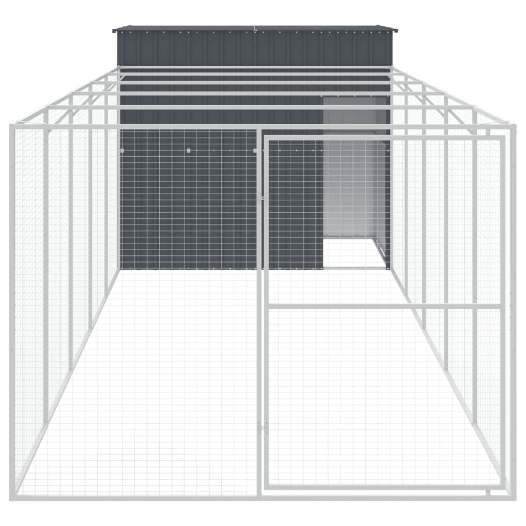 vidaXL Caseta perros con corral acero galvanizado gris 214x661x181 cm