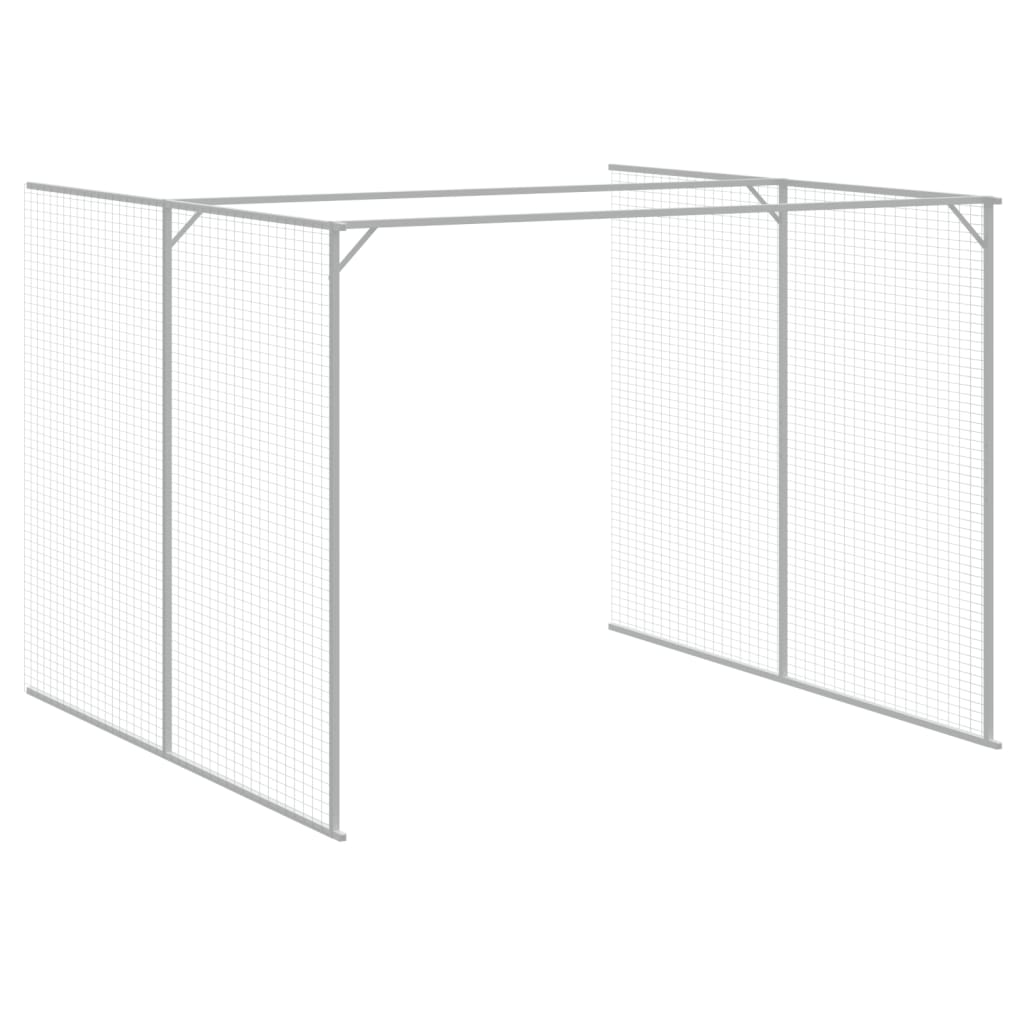 vidaXL Caseta perros con corral acero galvanizado gris 214x661x181 cm