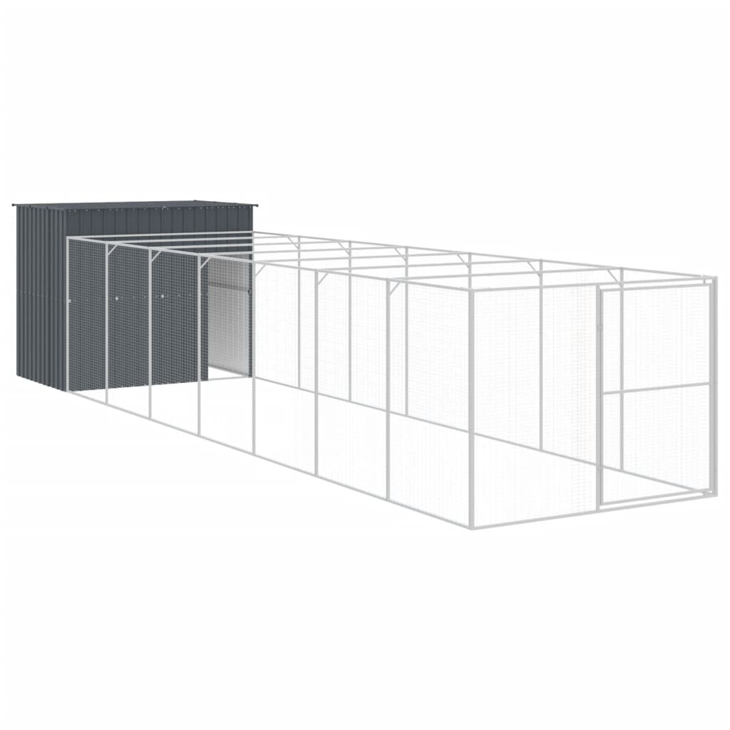 vidaXL Caseta perros con corral acero galvanizado gris 214x865x181 cm