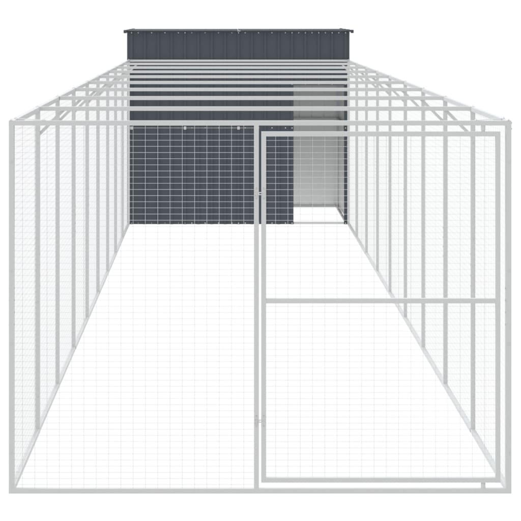 vidaXL Caseta perros con corral acero galvanizado gris 214x1069x181 cm