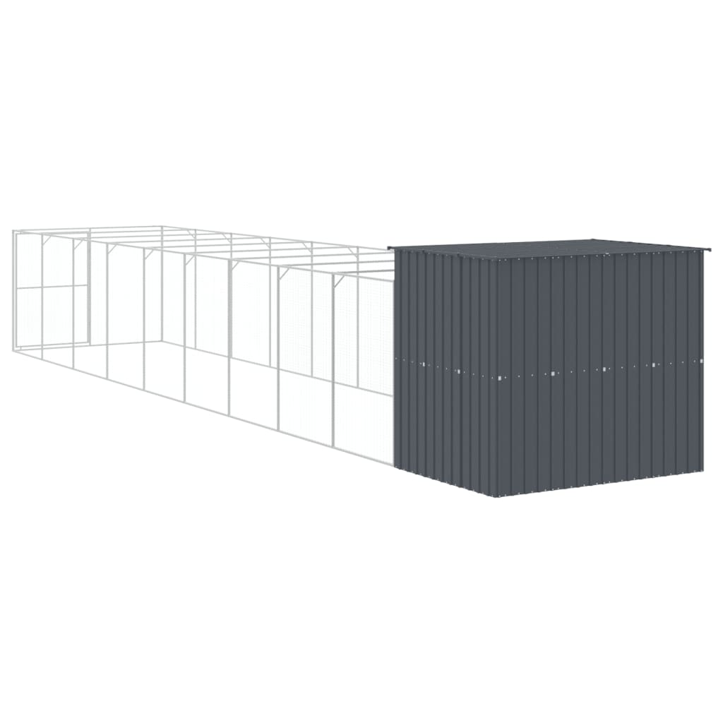 vidaXL Caseta perros con corral acero galvanizado gris 214x1069x181 cm