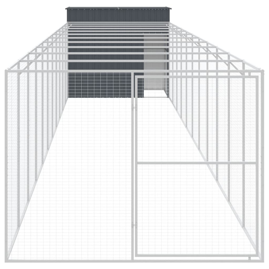 vidaXL Caseta perros con corral acero galvanizado gris 214x1273x181 cm