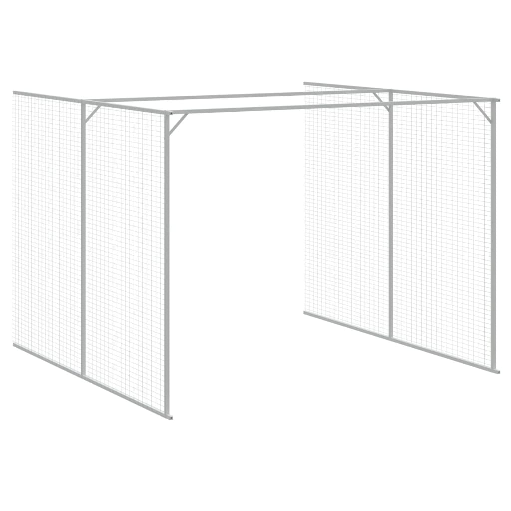 vidaXL Caseta perros con corral acero galvanizado gris 214x1273x181 cm