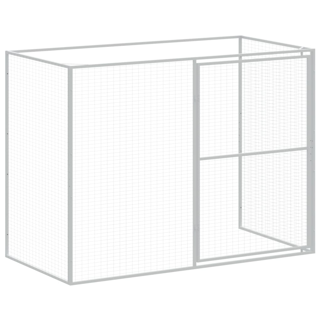 vidaXL Caseta perros con corral acero galvanizado gris 214x1273x181 cm