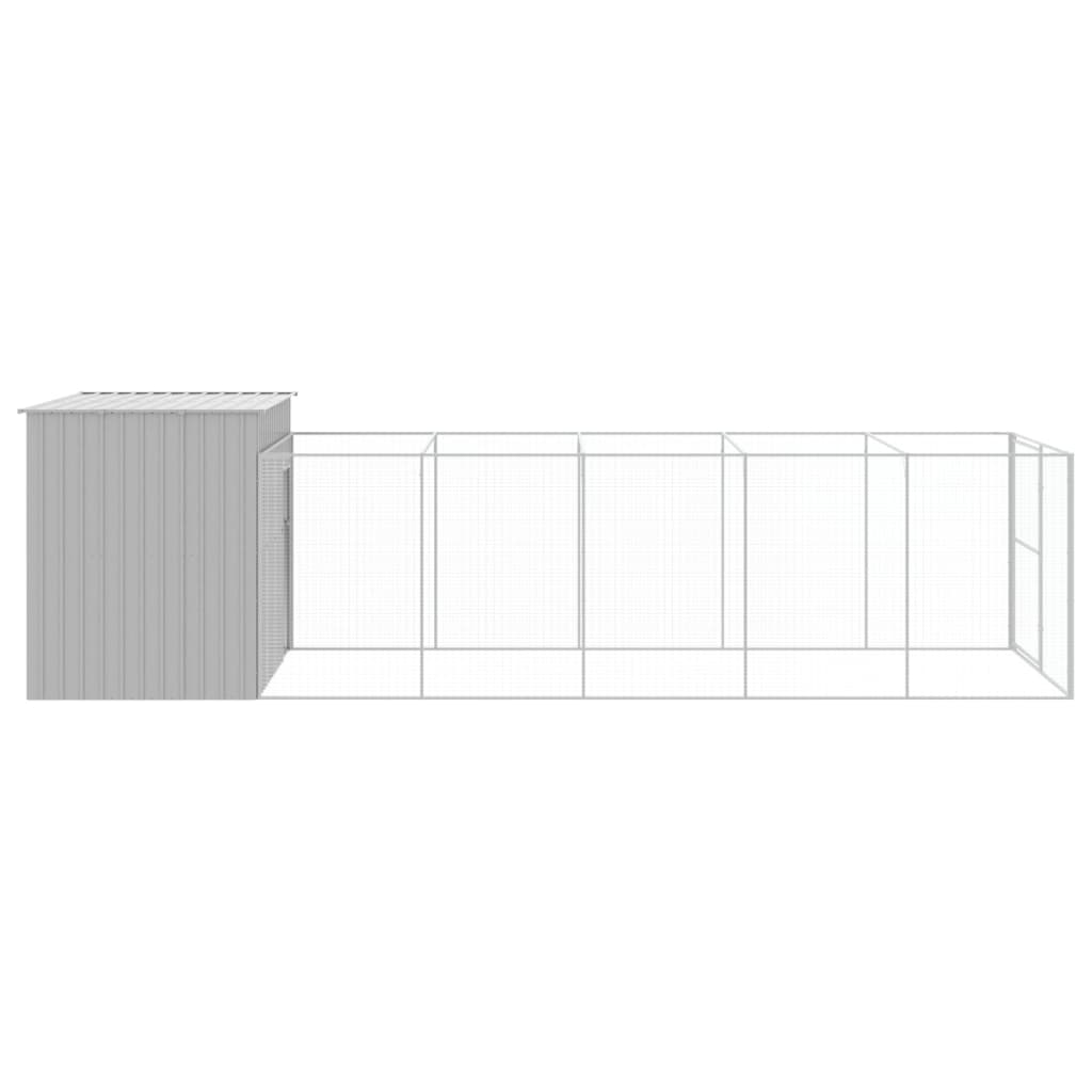 vidaXL Caseta perros corral acero galvanizado gris claro 214x661x181cm