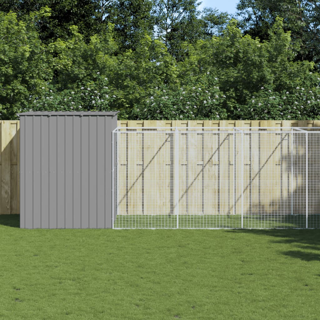 vidaXL Caseta perros corral acero galvanizado gris claro 214x661x181cm