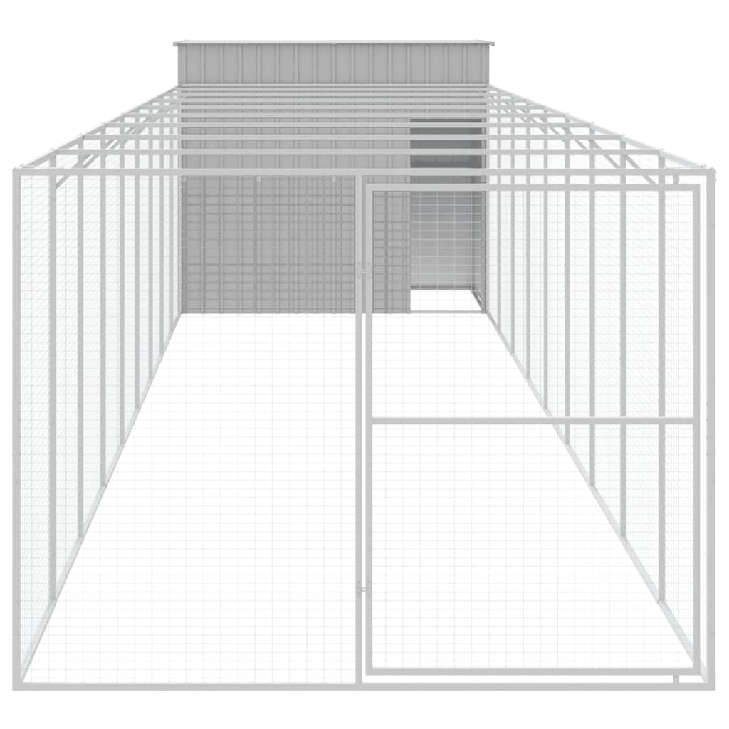 vidaXL Caseta perro corral acero galvanizado gris claro 214x1069x181cm