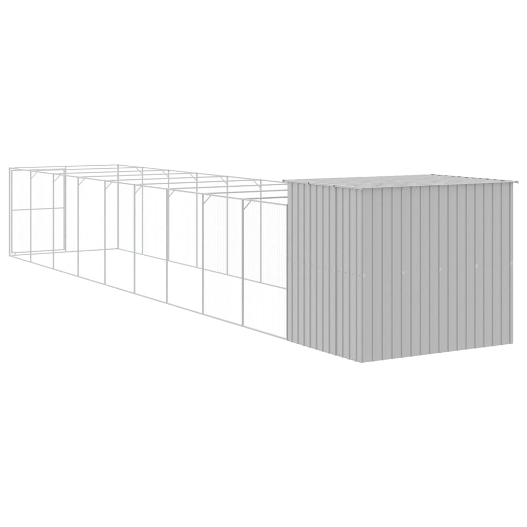 vidaXL Caseta perro corral acero galvanizado gris claro 214x1069x181cm