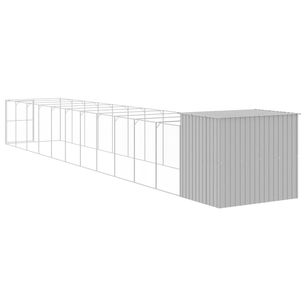 vidaXL Caseta perro corral acero galvanizado gris claro 214x1273x181cm