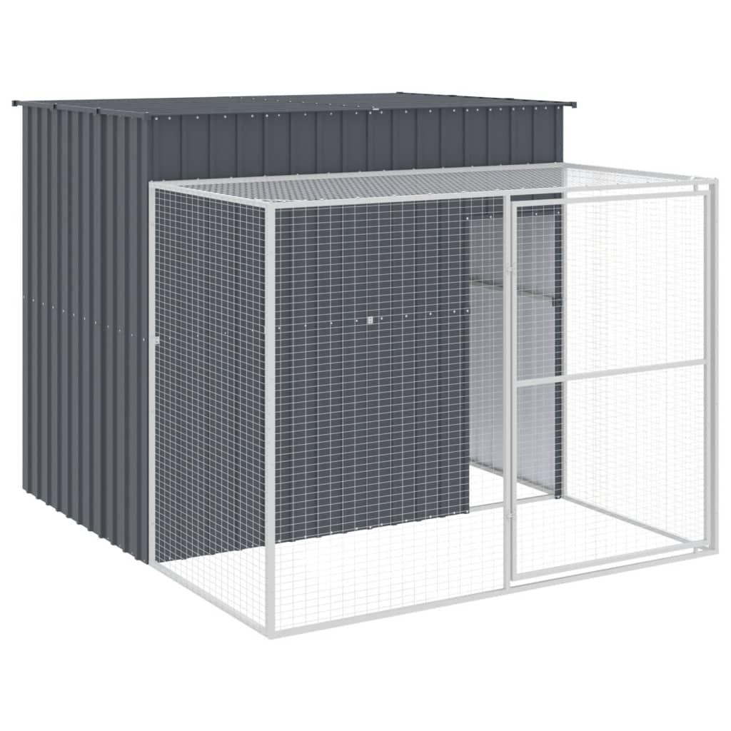 vidaXL Caseta perros con corral acero galvanizado gris 214x253x181 cm