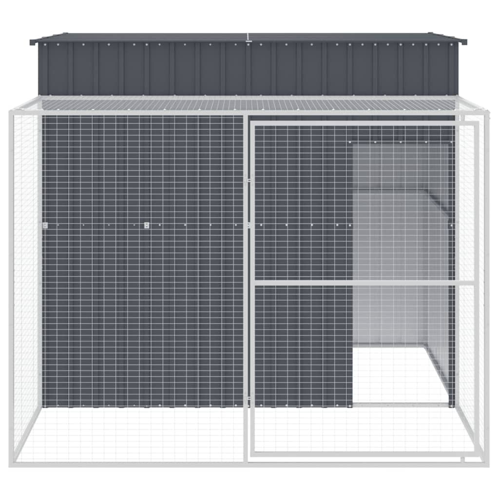 vidaXL Caseta perros con corral acero galvanizado gris 214x253x181 cm