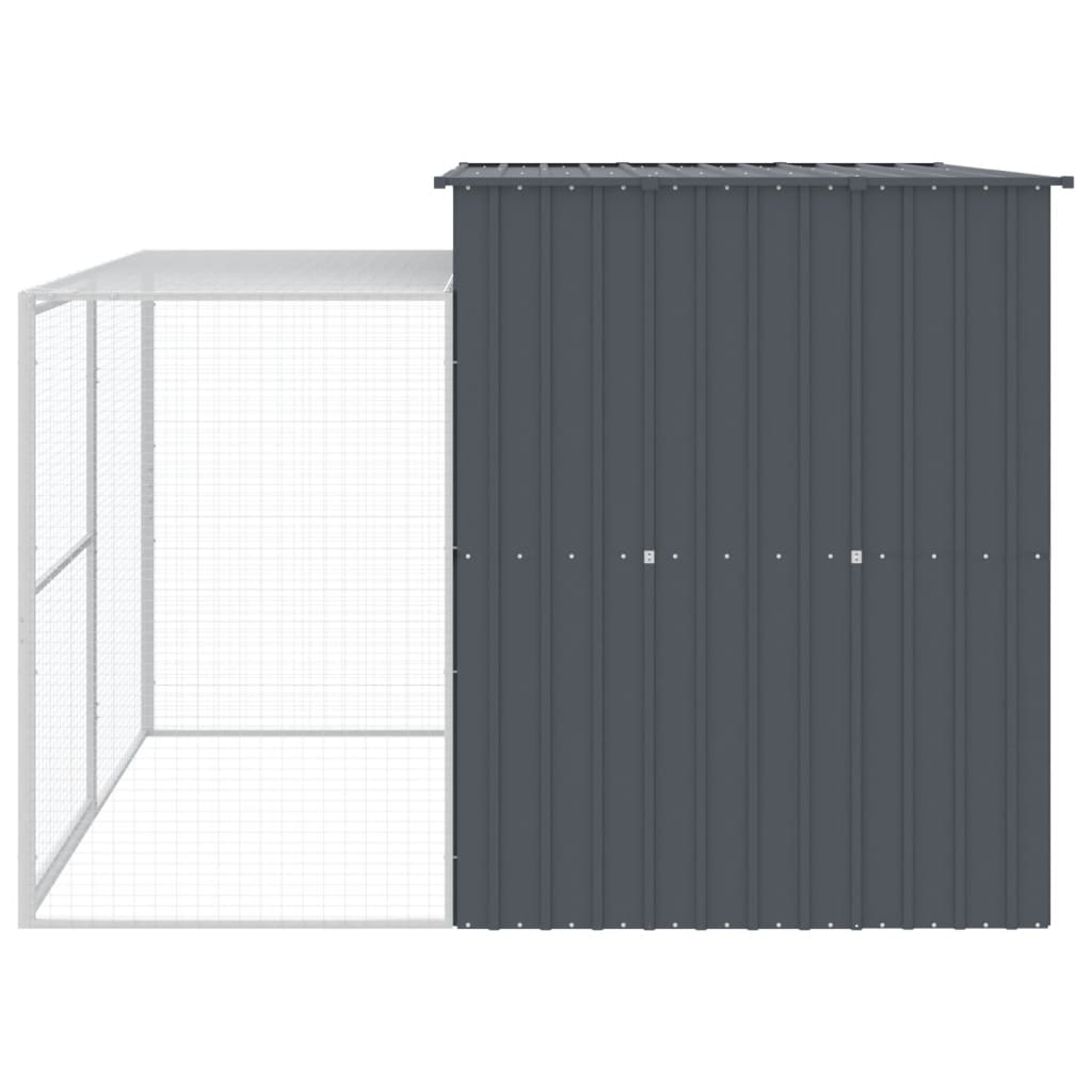 vidaXL Caseta perros con corral acero galvanizado gris 214x253x181 cm