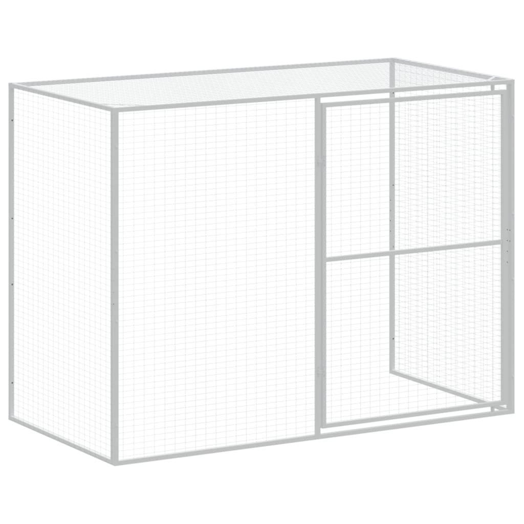 vidaXL Caseta perros con corral acero galvanizado gris 214x253x181 cm