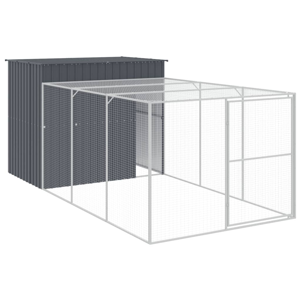 vidaXL Caseta perros con corral acero galvanizado gris 214x457x181 cm