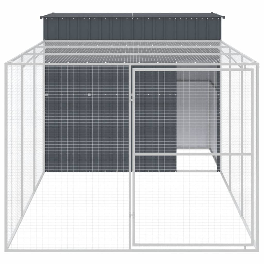 vidaXL Caseta perros con corral acero galvanizado gris 214x457x181 cm