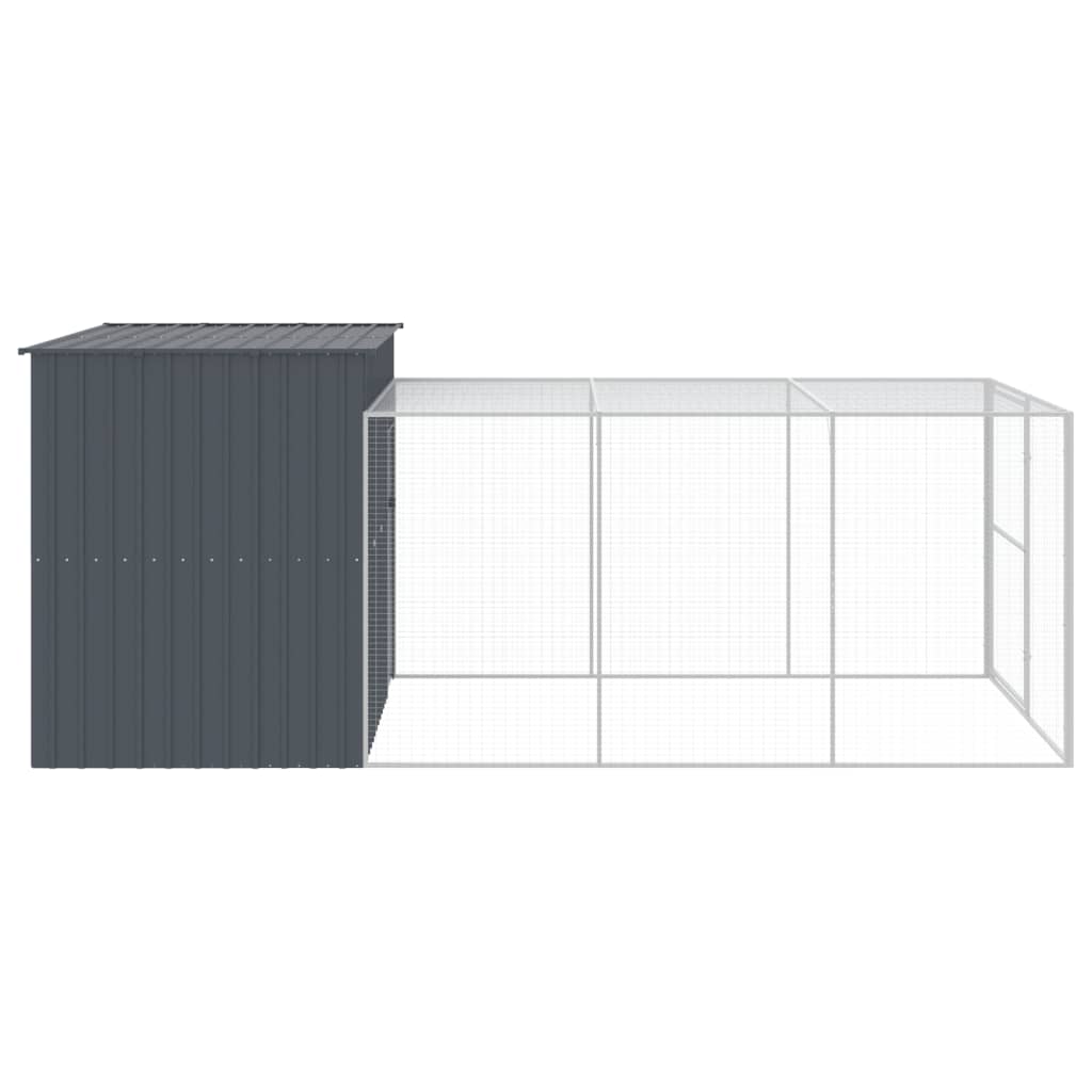 vidaXL Caseta perros con corral acero galvanizado gris 214x457x181 cm