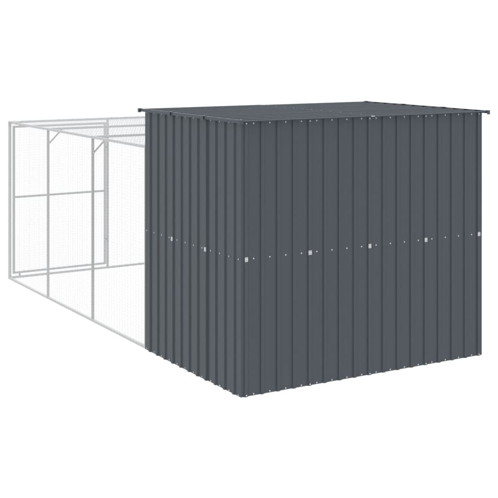 vidaXL Caseta perros con corral acero galvanizado gris 214x457x181 cm