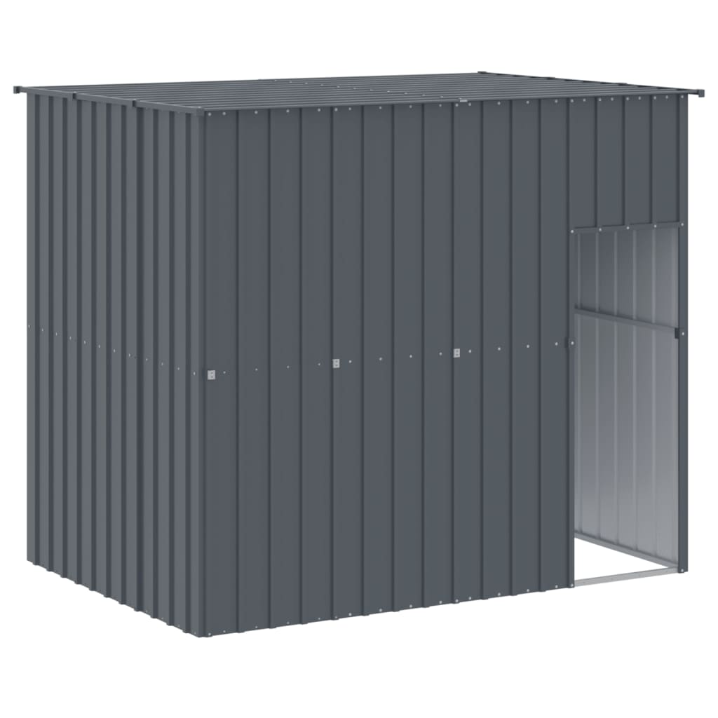 vidaXL Caseta perros con corral acero galvanizado gris 214x457x181 cm