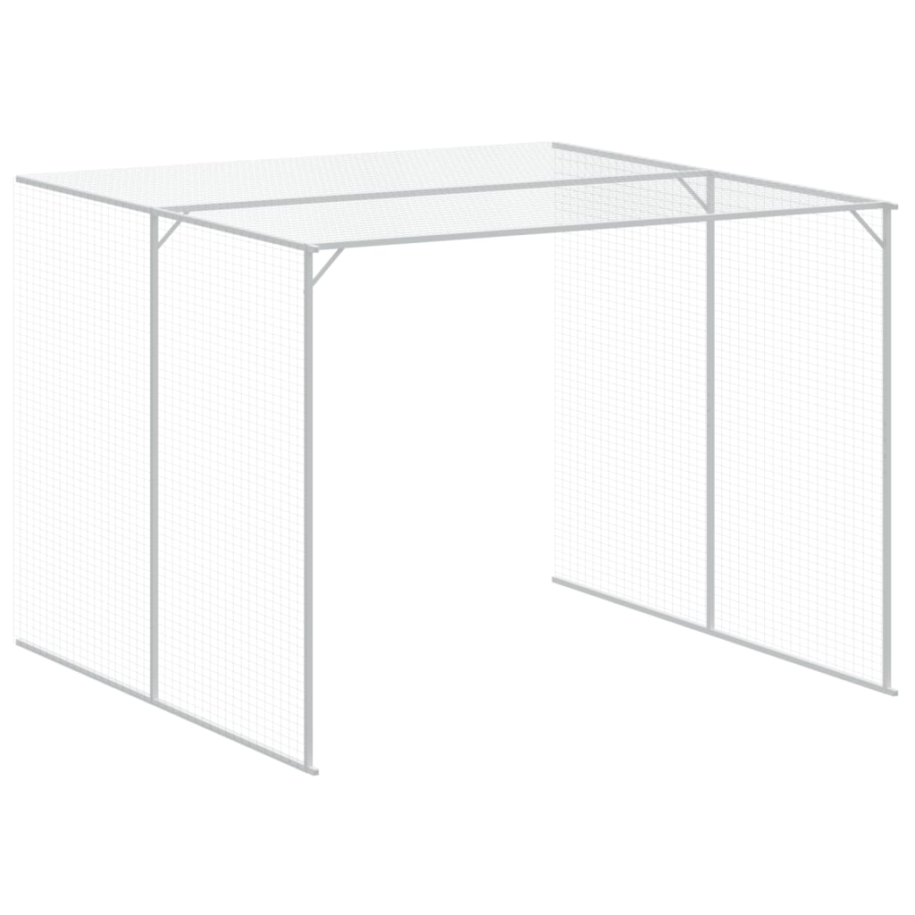 vidaXL Caseta perros con corral acero galvanizado gris 214x457x181 cm