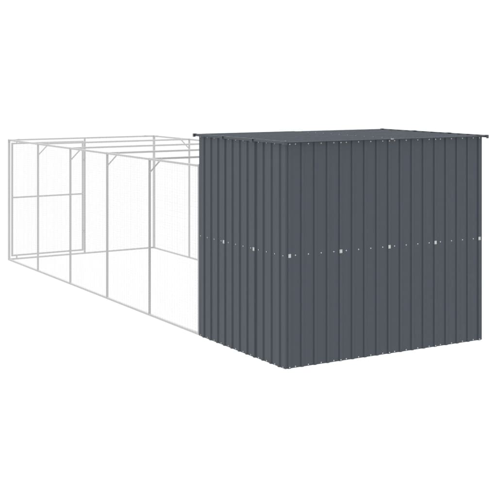 vidaXL Caseta perros con corral acero galvanizado gris 214x661x181 cm