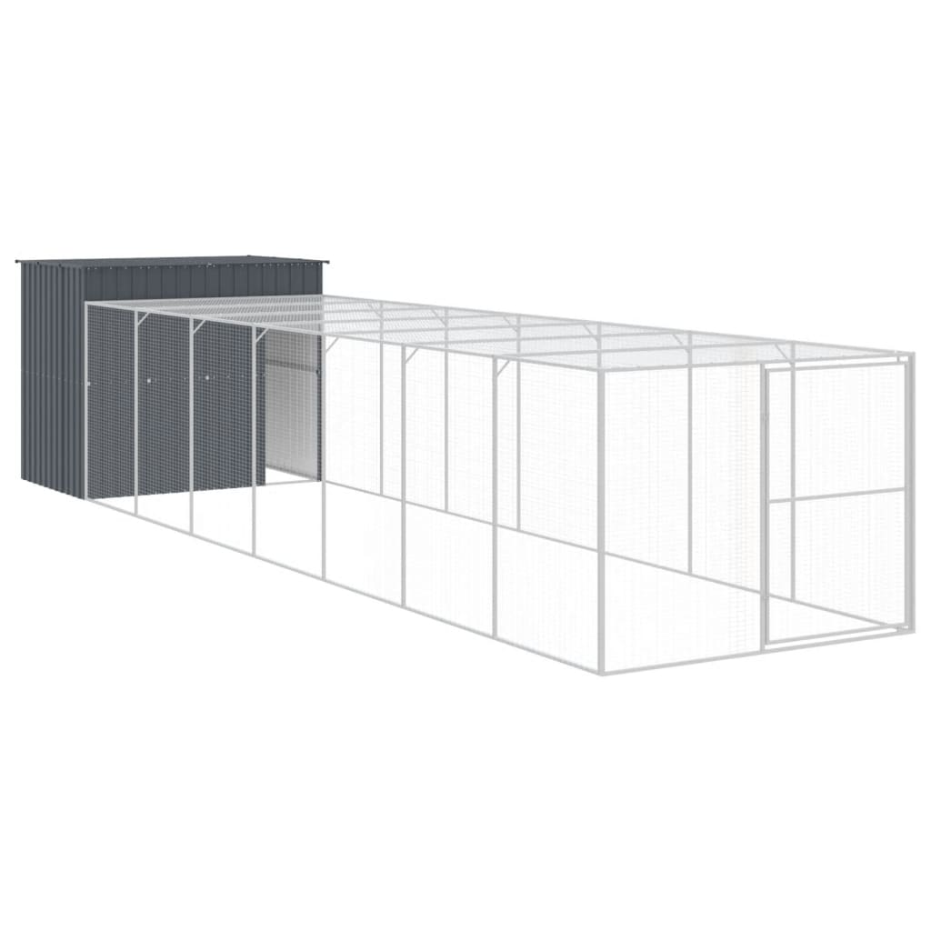 vidaXL Caseta perros con corral acero galvanizado gris 214x865x181 cm