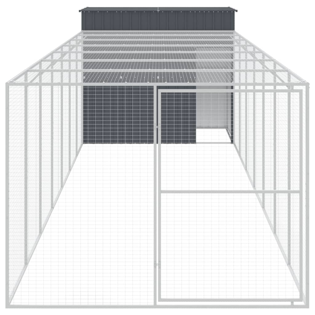 vidaXL Caseta perros con corral acero galvanizado gris 214x865x181 cm