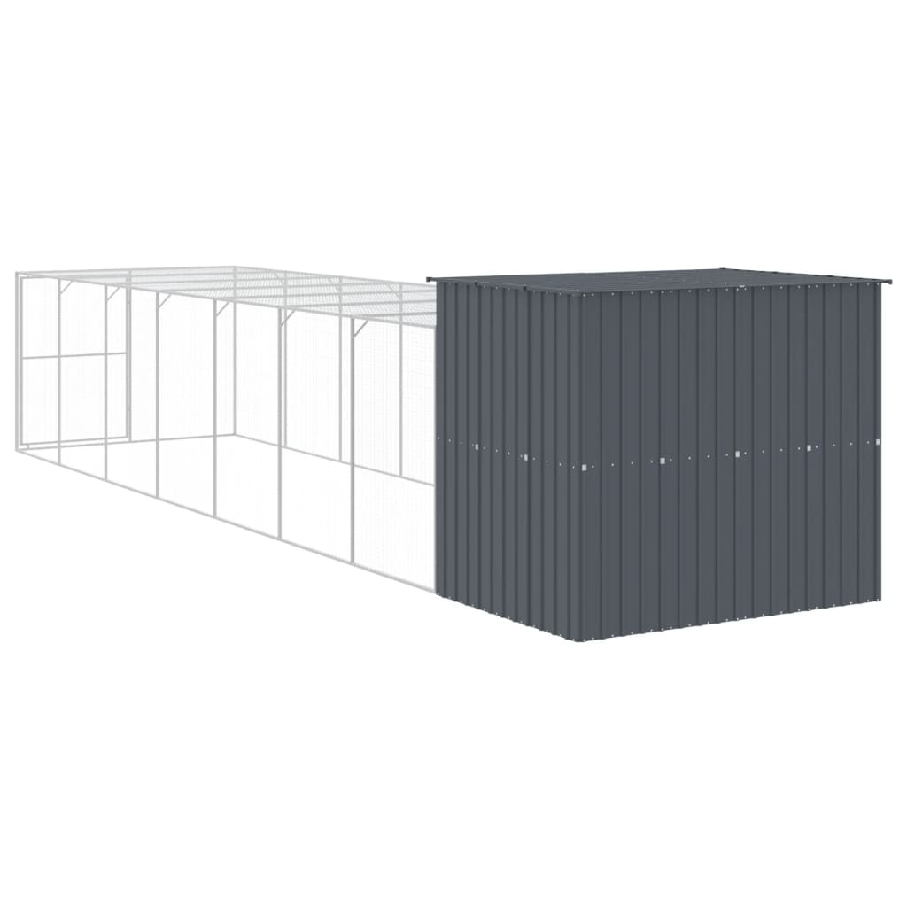 vidaXL Caseta perros con corral acero galvanizado gris 214x865x181 cm