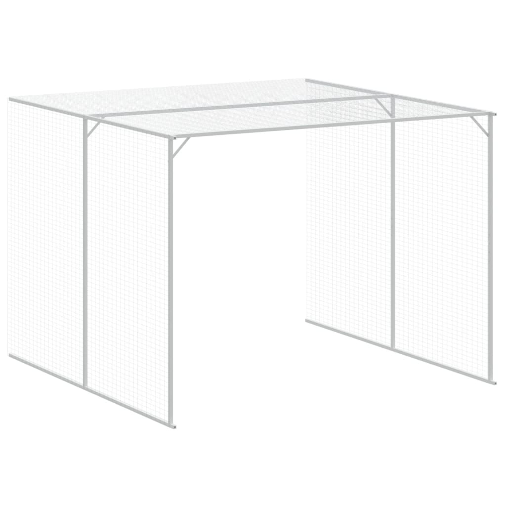 vidaXL Caseta perros con corral acero galvanizado gris 214x865x181 cm