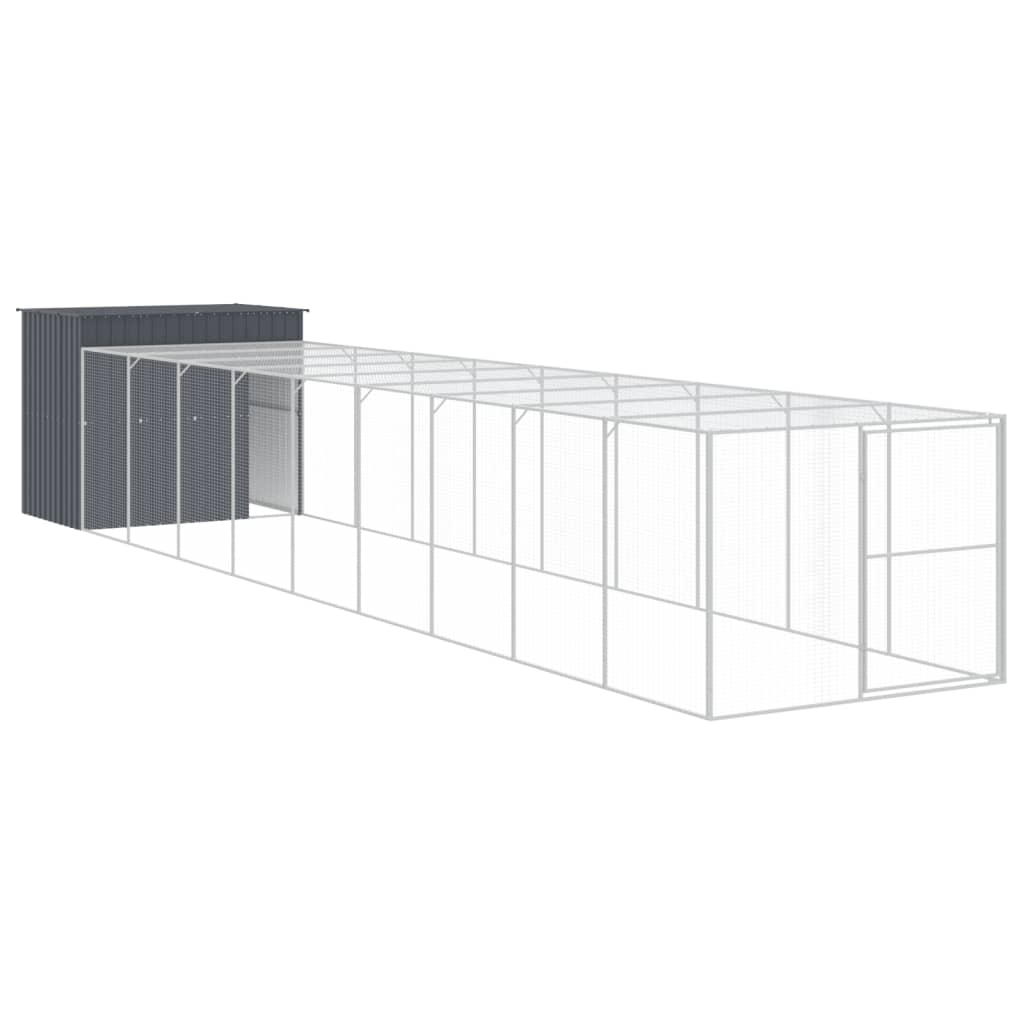 vidaXL Caseta perros con corral acero galvanizado gris 214x1069x181 cm