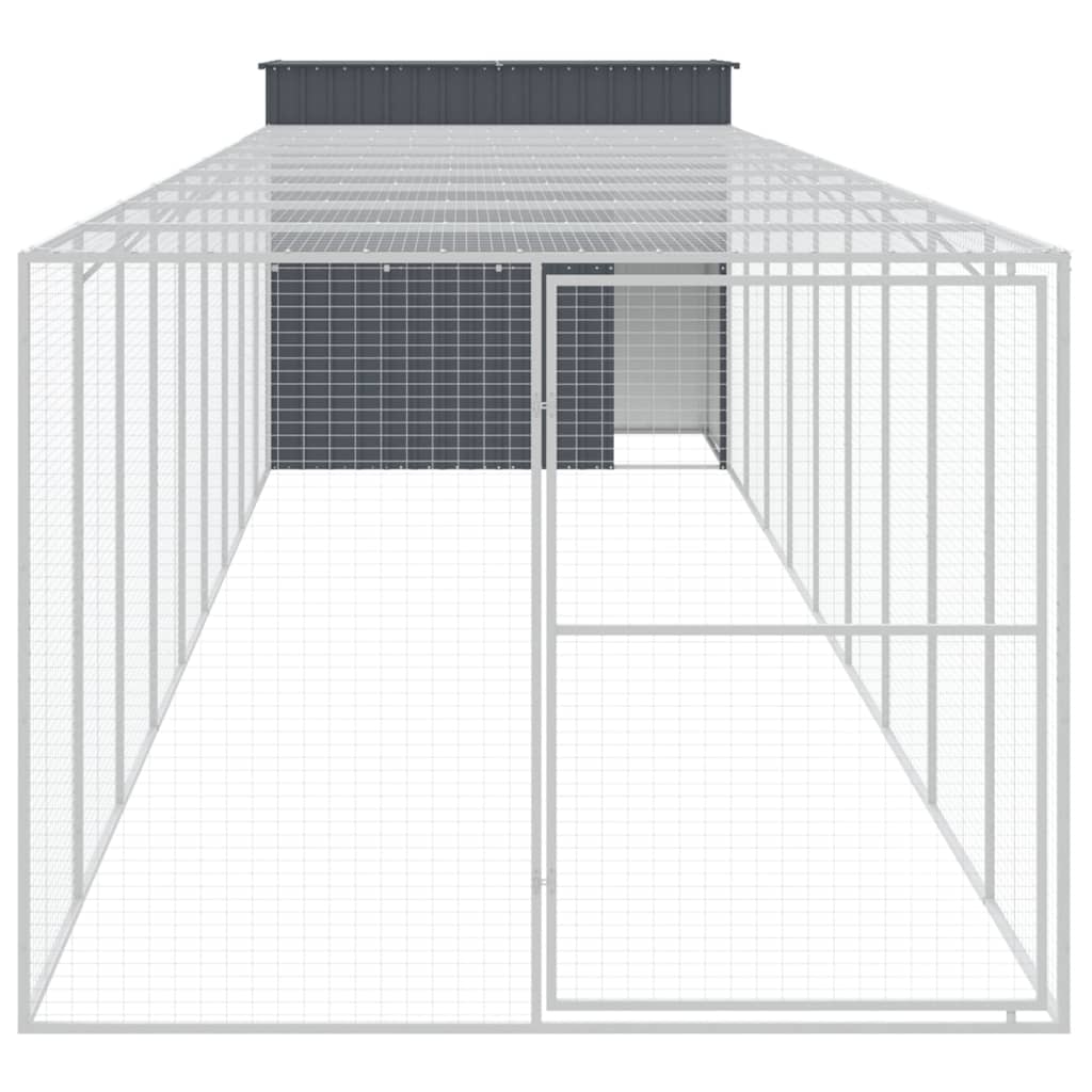 vidaXL Caseta perros con corral acero galvanizado gris 214x1069x181 cm