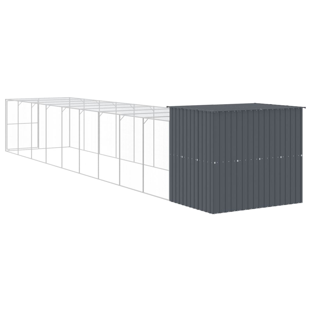 vidaXL Caseta perros con corral acero galvanizado gris 214x1069x181 cm