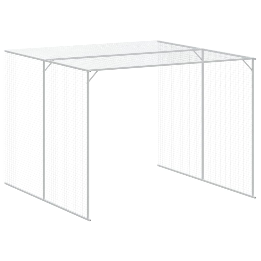 vidaXL Caseta perros con corral acero galvanizado gris 214x1069x181 cm