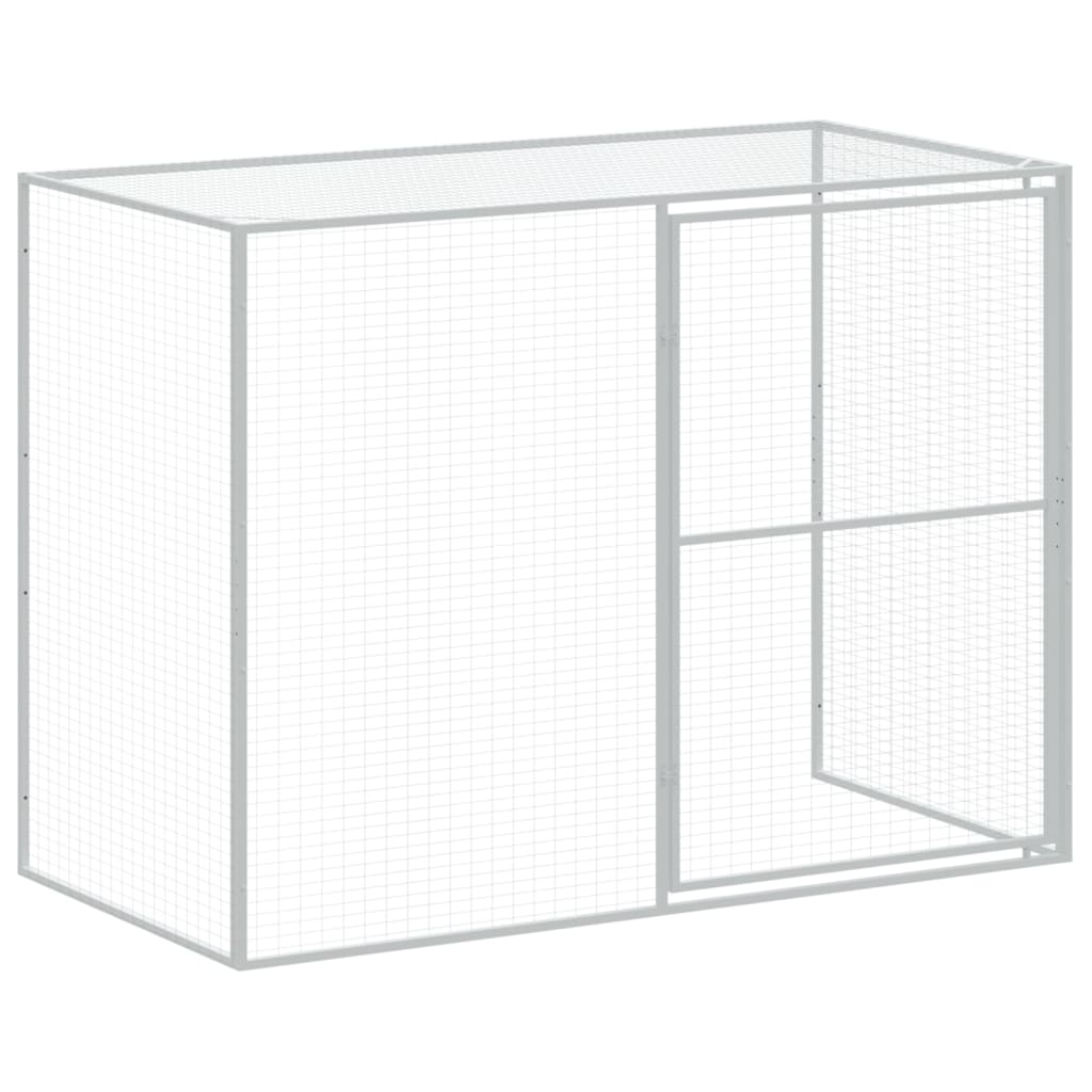 vidaXL Caseta perros con corral acero galvanizado gris 214x1069x181 cm