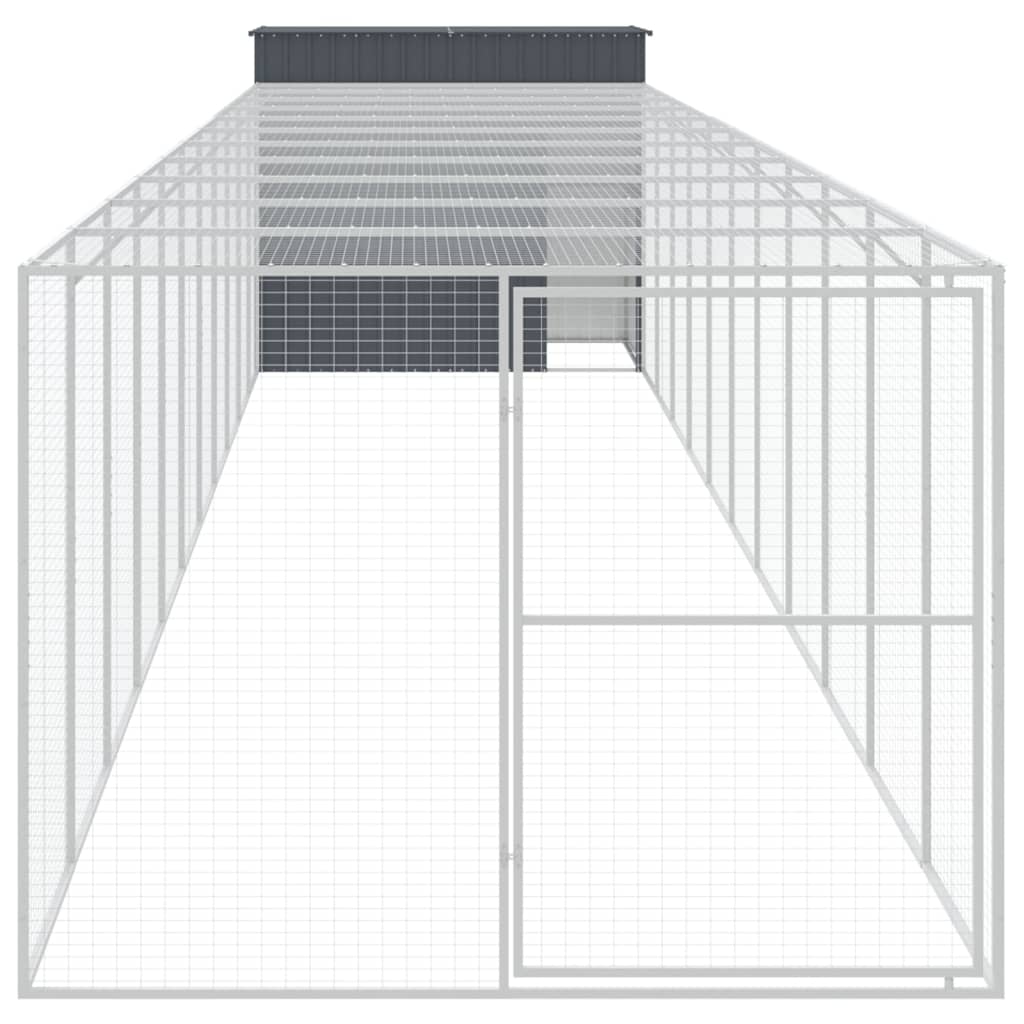 vidaXL Caseta perros con corral acero galvanizado gris 214x1273x181 cm