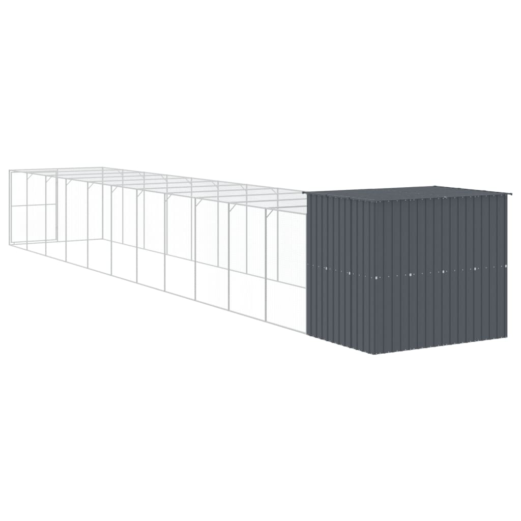 vidaXL Caseta perros con corral acero galvanizado gris 214x1273x181 cm