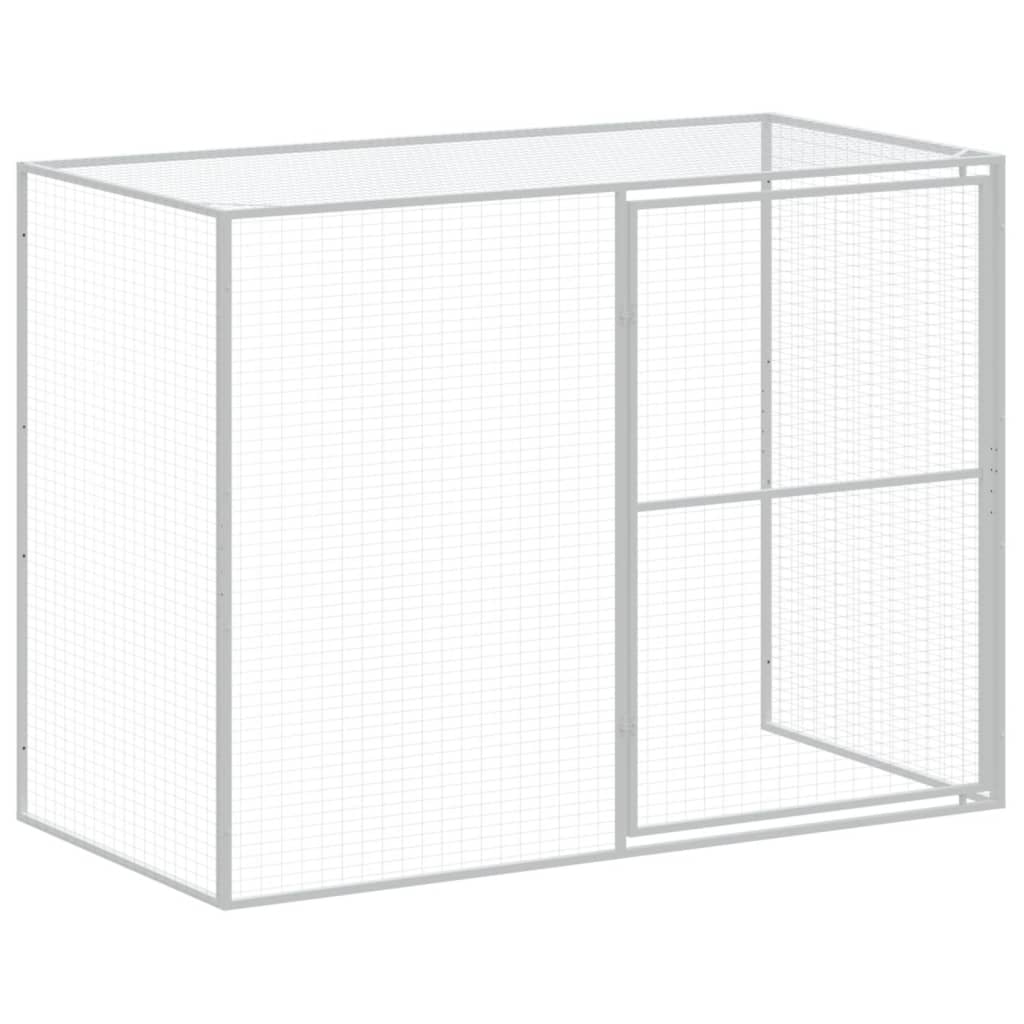 vidaXL Caseta perros con corral acero galvanizado gris 214x1273x181 cm