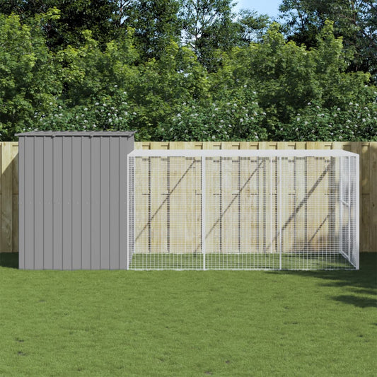 vidaXL Caseta perros corral acero galvanizado gris claro 214x457x181cm