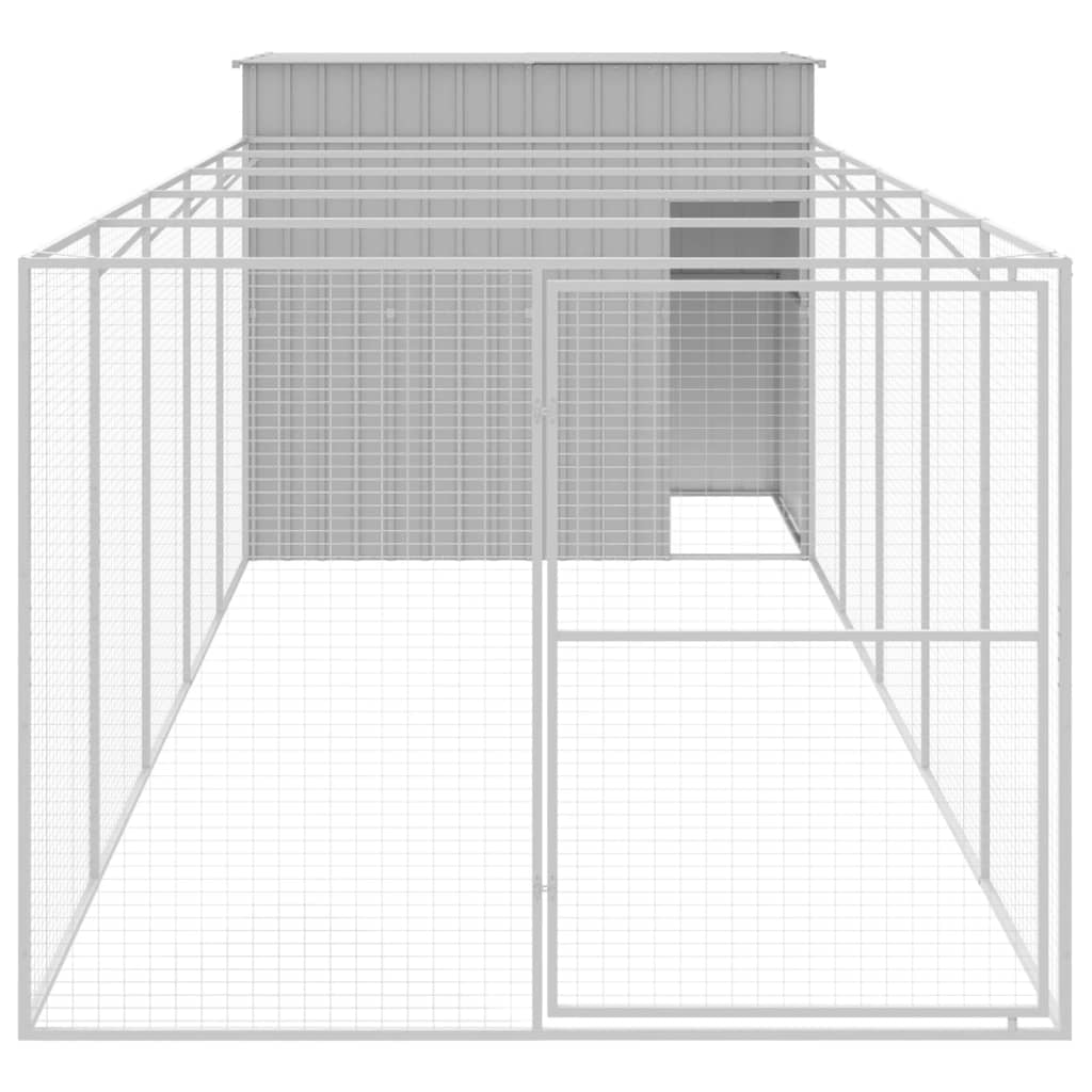 vidaXL Caseta perros corral acero galvanizado gris claro 214x661x181cm