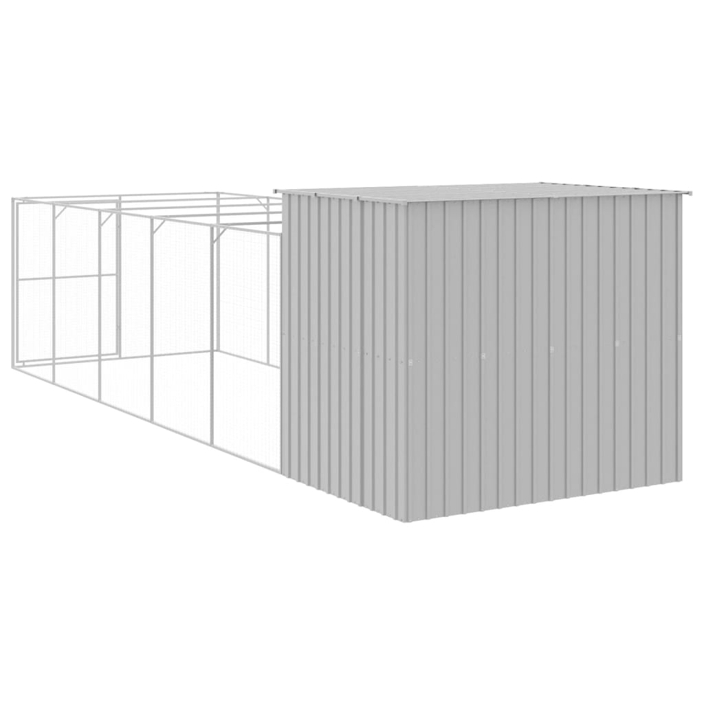 vidaXL Caseta perros corral acero galvanizado gris claro 214x661x181cm