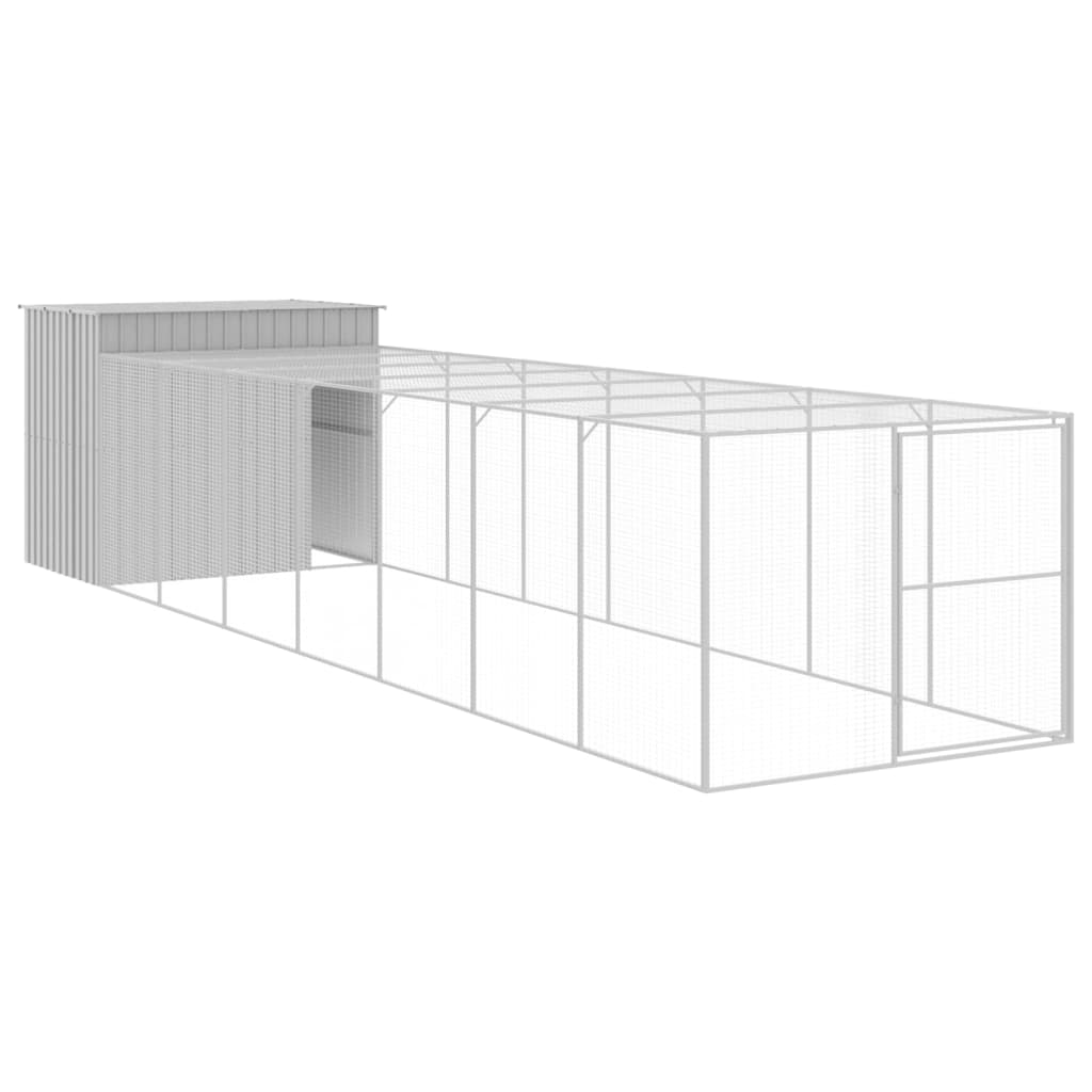 vidaXL Caseta perros corral acero galvanizado gris claro 214x865x181cm