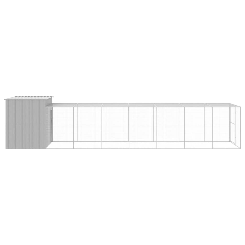 vidaXL Caseta perros corral acero galvanizado gris claro 214x865x181cm