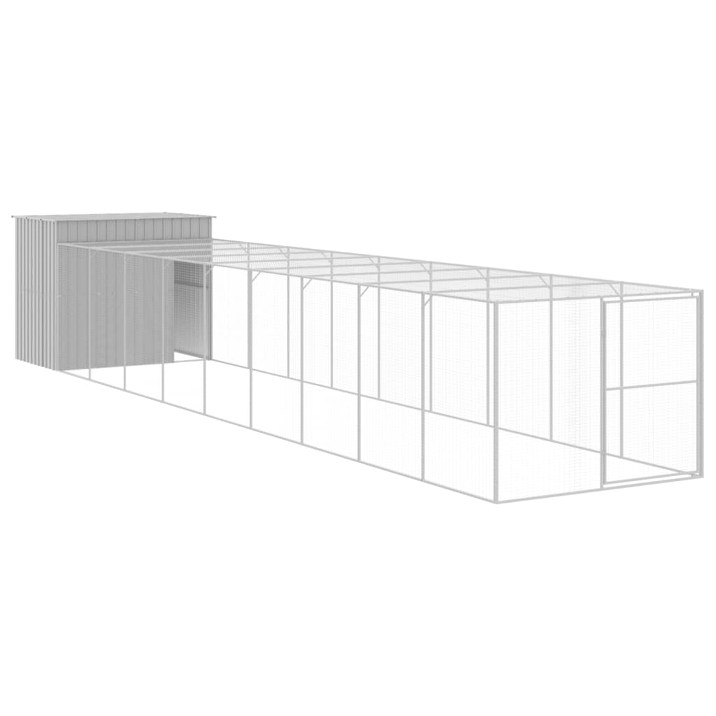 vidaXL Caseta perro corral acero galvanizado gris claro 214x1069x181cm