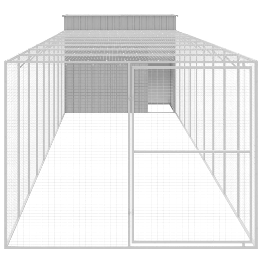 vidaXL Caseta perro corral acero galvanizado gris claro 214x1069x181cm