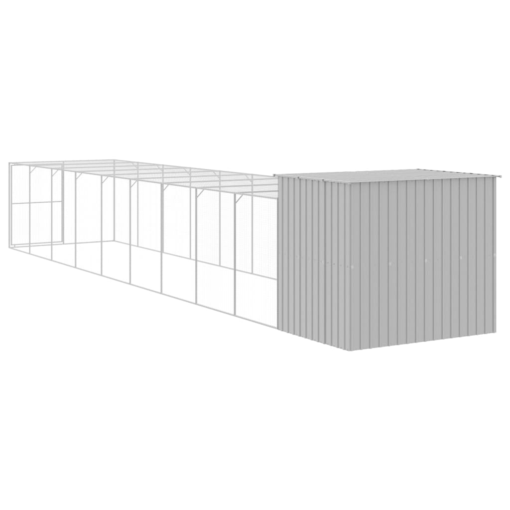 vidaXL Caseta perro corral acero galvanizado gris claro 214x1069x181cm