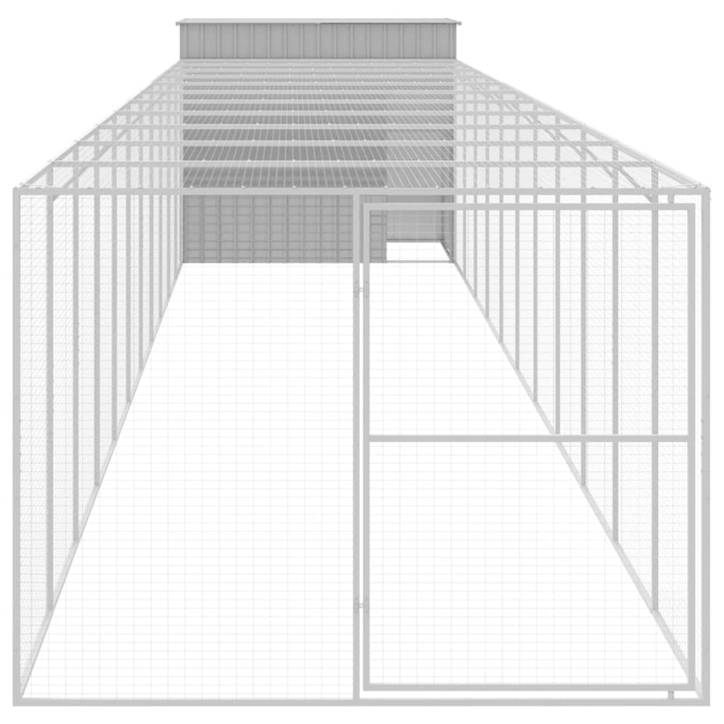 vidaXL Caseta perro corral acero galvanizado gris claro 214x1273x181cm