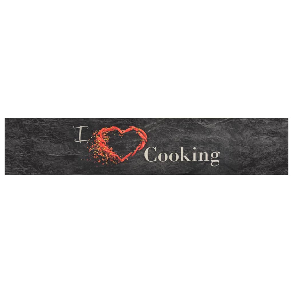 vidaXL Alfombra de cocina lavable terciopelo Cooking negro 60x300 cm