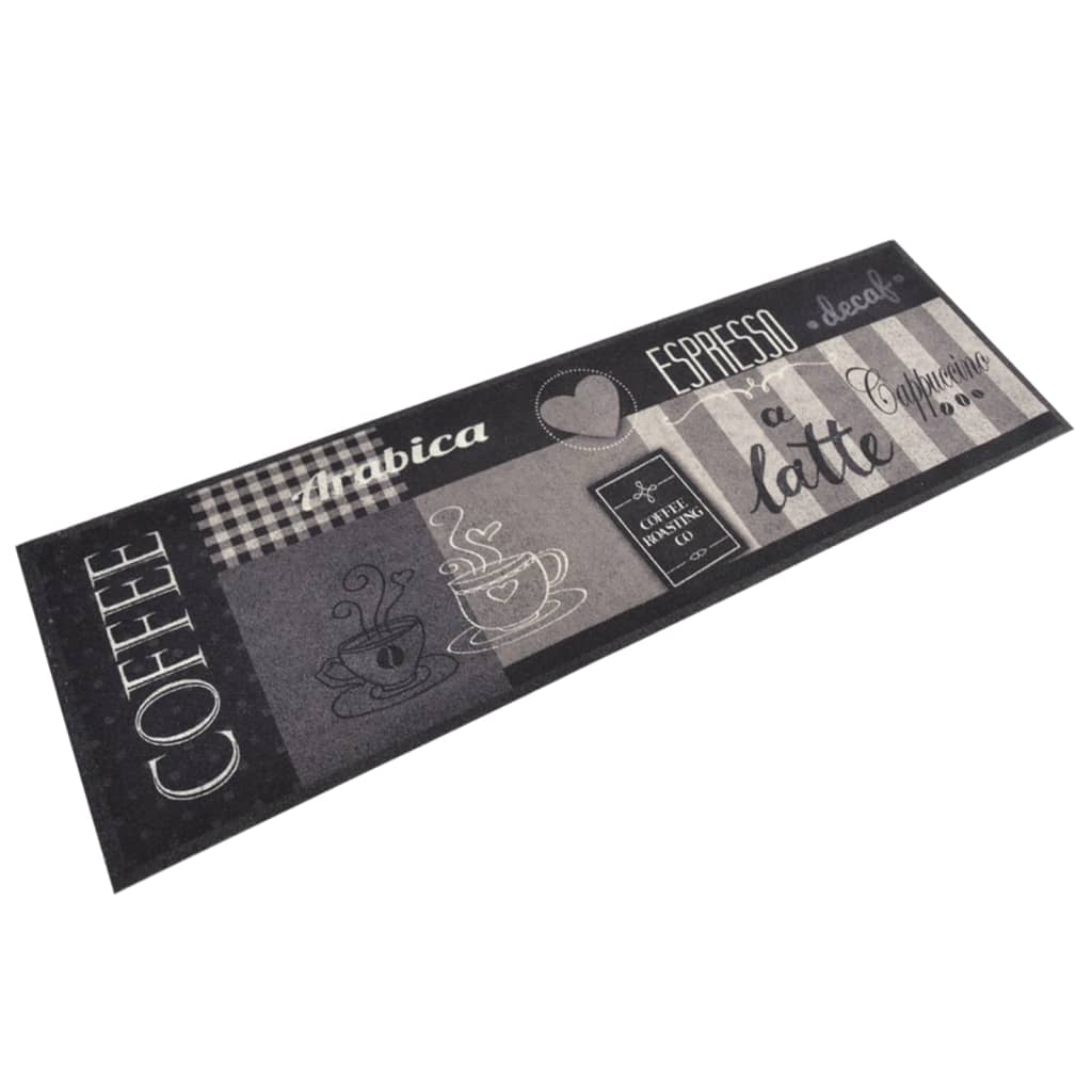 vidaXL Alfombra de cocina lavable terciopelo negro café 60x180 cm