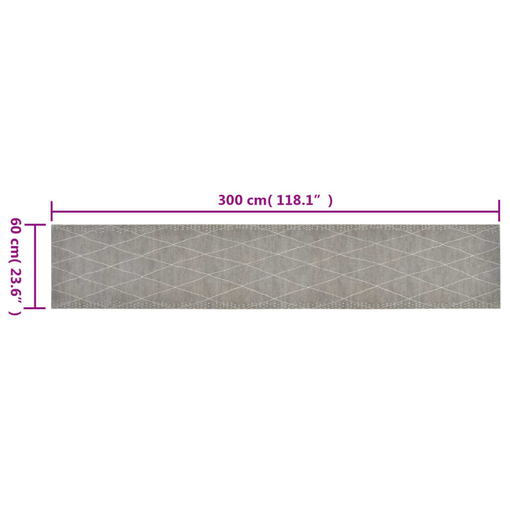 vidaXL Alfombra de cocina lavable terciopelo dibujo rombos 60x300 cm