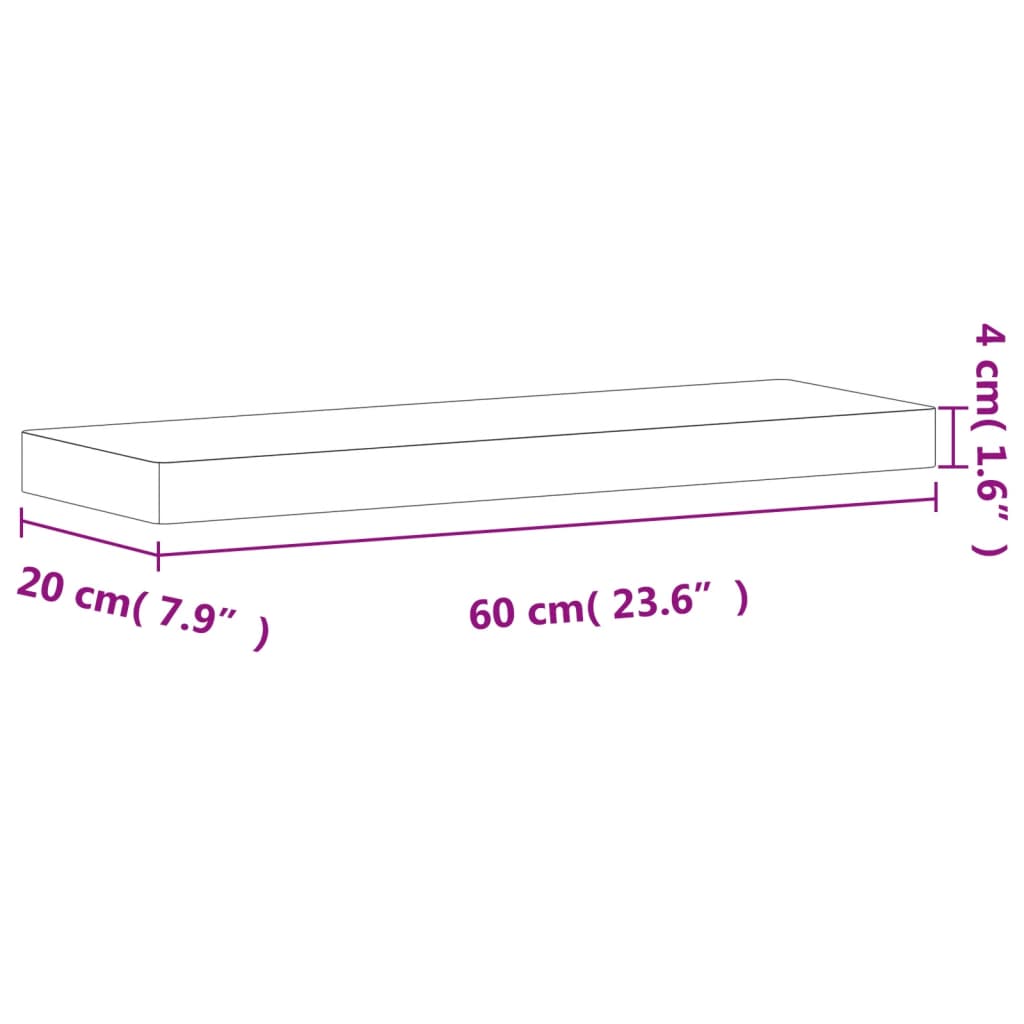 vidaXL Estante de pared madera maciza de haya 60x20x4 cm