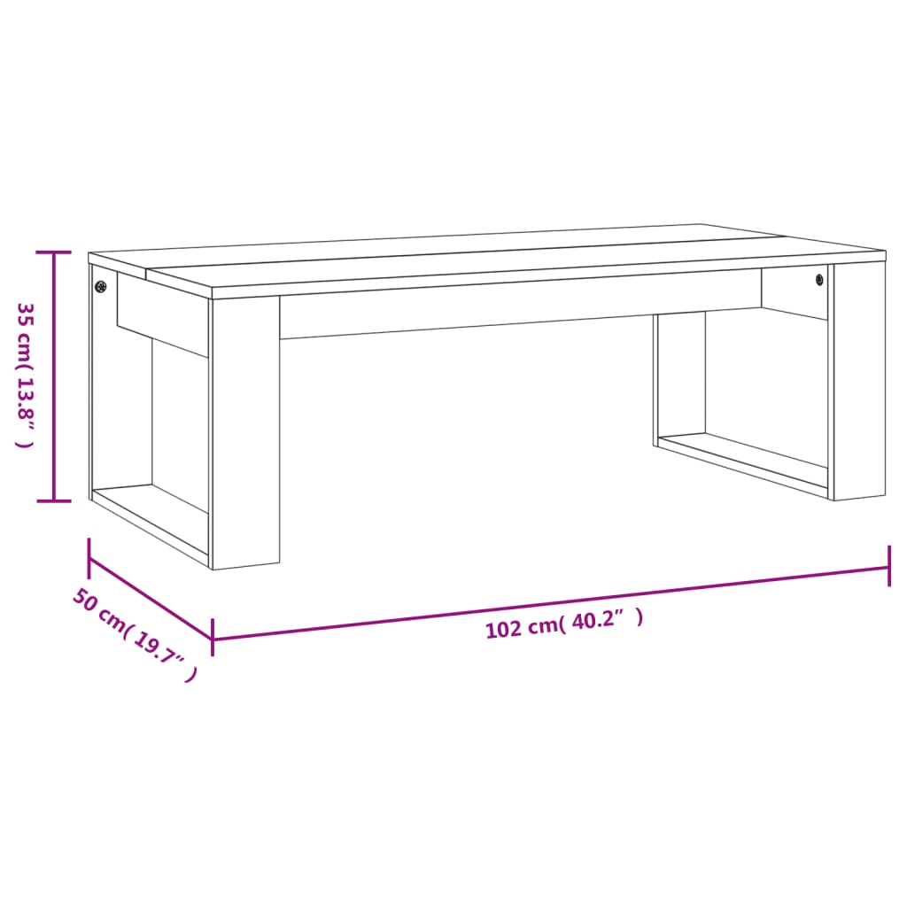 vidaXL Mesa de centro madera de ingeniería negro 102x50x35 cm